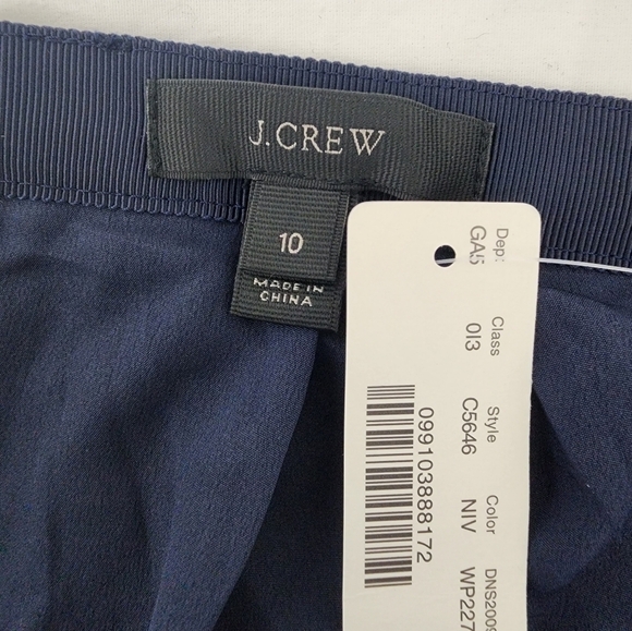 NWT J Crew Navy Polka-dot Pleated Skirt Size 10 - Picture 11 of 11